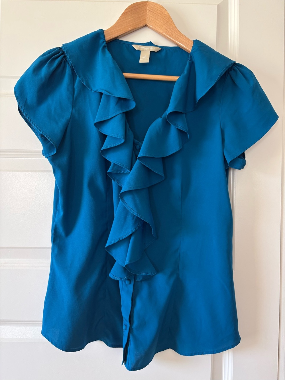 Banana Republic Teal Ruffle Front Women's Blouse